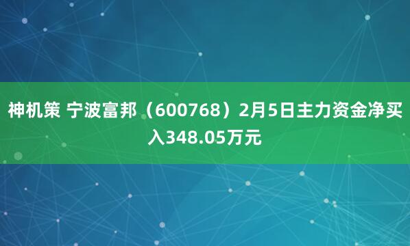 神机策 宁波富邦（600768）2月5日主力资金净买入348.05万元